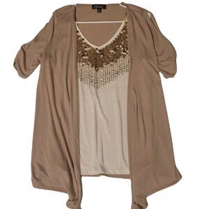 Absolutely Famous Shirt Womens M Sequin Top Blouse Shirt